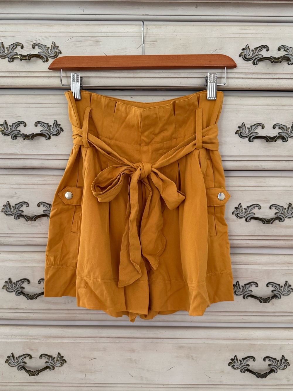 Vici Mustard Yellow Paperbag Waist Shorts
